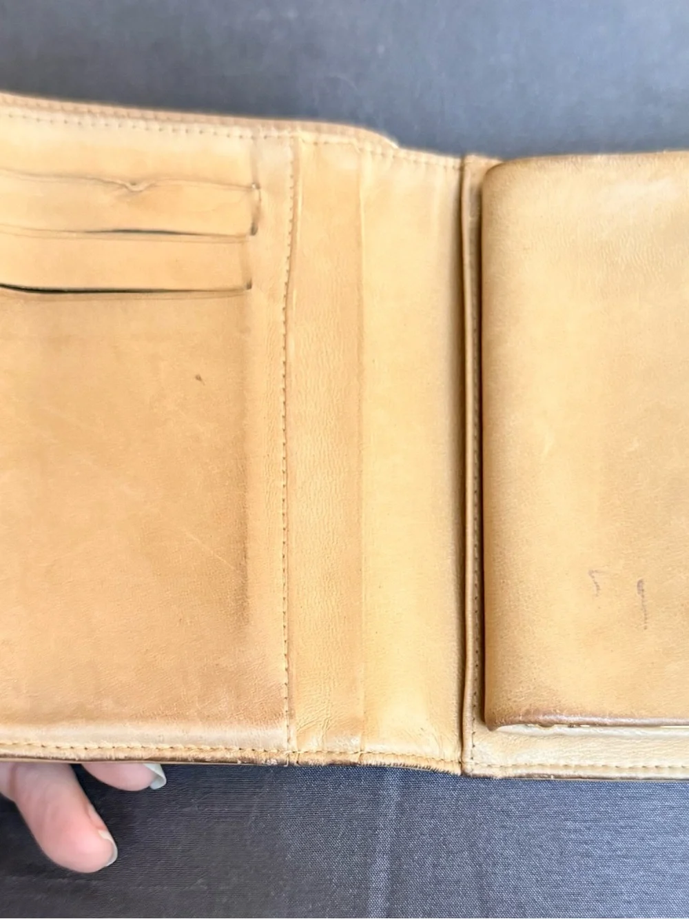 CHANEL Tan Quilted Caviar Leather Wallet with CC Logo